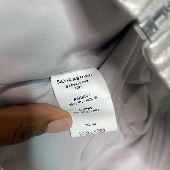 NEW Silvia Astore Bustier Metallic Alexa‎ Bra Crop Top Silver Size IT 40/ US 4 - Picture 8 of 9